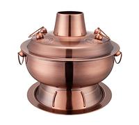Stainless Steel Hot Pot, Stainless Steel Charcoal Shabu Hotpot Cooker Chinese Traditional Stew Pot Soup Pot Cookware(Purple Copper,36cm)