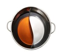 Stainless Steel Hot Pot with Divider 24-40cm Stainless Steel 1.5mm Thick Double Ear Soup Cooker Hot Pot Twin Divided Cookware Home Kitchen Round Induction(Double Lattice 30cm)
