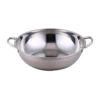 Stainless Steel Hot Pot with Divider 28-30cm Stainless Steel 1.5mm 2 Lattice Thick Double Ear Soup Cooker Hot Pot Twin Divided Cookware Dish Plate Induction Cooker(30cm,One Lattice)