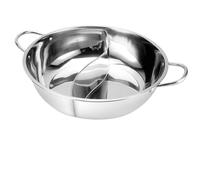 Stainless Steel Hot Pot with Divider 28/30cm Stainless Steel Twin Divided Double Pot Hotpot Cooker Gas Stove Compatible Chinese Hot Kitchen Soup Cooking(28cm)