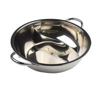 Stainless Steel Hot Pot with Divider 28/30cm Twin Divided Hot Pot Stainless Steel Hotpot Kitchen Cooker Gas Stove Compatible Pots Home Cookware Soup Cooking(28cm)