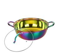 Stainless Steel Hot Pot with Divider Hot Pot Twin Divided Stainless Steel Double-Flavor Cooking Tool Single-Layer Compatible Soup Stock Pots Kitchen Utensils(Rainbow(no Divided))