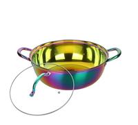 Stainless Steel Hot Pot with Divider Stainless Steel Copper Hot Pot Compatible Home Kitchen Cookware Soup Table Cooking with Glass Lid Twin Divided(Color 4)