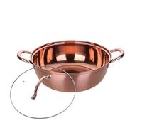 Stainless Steel Hot Pot with Divider Stainless Steel Copper Hot Pot Compatible Home Kitchen Cookware Soup Table Cooking with Glass Lid Twin Divided(Color 3)