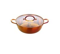 Stainless Steel Hot Pot with Divider Stainless Steel Copper Hot Pot Compatible Home Kitchen Cookware Soup Table Cooking with Glass Lid Twin Divided(Color 7)