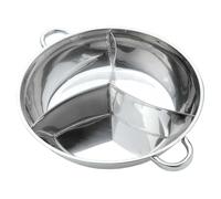 Stainless Steel Hot Pot with Divider Stainless Steel Hot Pot Three Divided Cookware Induction Little Sheep Ruled Compatible Cooking Winter Party(36cm)