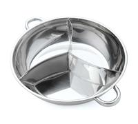 Stainless Steel Hot Pot with Divider Stainless Steel Hot Pot Three Divided Cookware Induction Little Sheep Ruled Compatible Cooking Winter Party(32cm)