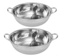 Stainless Steel Hot Pot with Dual Compartments for Cooking on Gas and Induction Stoves (B)