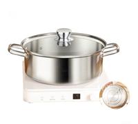 Stainless Steel Hot Pot with Fixed Divider for Two Flavour Hot Pot Dinners Suitable for Indoor Residential Kitchen Use (28 cm Stockpot)