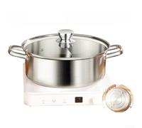 Stainless Steel Hot Pot with Fixed Divider for Two Flavour Hot Pot Dinners Suitable for Indoor Residential Kitchen Use (32 cm Double Pot Yin-Yang Divider Hot Pot)