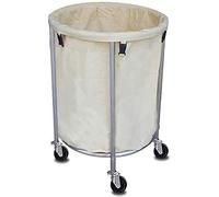 Stainless Steel Hotel Laundry Trolley with Silent Rollers Round Design Ox Cloth Cover 60x80cm - Ideal for Room Service & Hospital Cleaning Storage Rack
