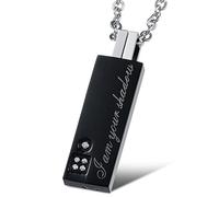 Stainless Steel I am Your Light/Shadow Inlaid Heart Polished Unique Korean Love Style Couple Pendant Necklace for His