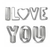 Stainless Steel I Love You Letter & Heart Cookie Cutters Set - 8 Pieces Mini Metal Molds for Baking, DIY Crafts, Fondant, Pastry, Fruit & Vegetable Stamping