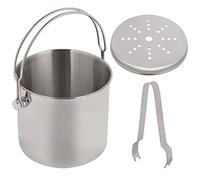Stainless Steel Ice Bucket 2L, Portable Ice Container for Bar Tools, Red Wine Chiller with Ice Clamp and Handle, Kitchen Party Essential for Weddings Picnics