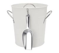 Stainless Steel Ice Bucket with Lid, Scoop, Beer Cooler Made of Galvanized Plastic Sheet for Cocktail Bar, Parties, Cooling Wine, Champagne (White)