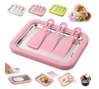 Stainless Steel Ice Cream Roller Maker, At-Home Rolled Ice Cream Maker Kit Includes 3 Spatulas, DIY Fun Family Activity Instant Rolled Ice Cream Maker for Sorbet, Frozen Yogurt, Gelato (Pink)