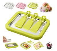 Stainless Steel Ice Cream Roller Maker, At-Home Rolled Ice Cream Maker Kit Includes 3 Spatulas, DIY Fun Family Activity Instant Rolled Ice Cream Maker for Sorbet, Frozen Yogurt, Gelato (Green)