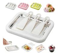 Stainless Steel Ice Cream Roller Maker, At-Home Rolled Ice Cream Maker Kit Includes 3 Spatulas, DIY Fun Family Activity Instant Rolled Ice Cream Maker for Sorbet, Frozen Yogurt, Gelato (White)