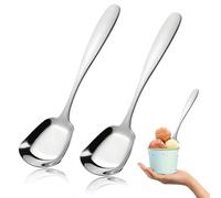 Stainless Steel Ice Cream Scoop & Dessert Spoon Set - 2-Pack |Cookie Scoops for Baking | Mirror Polished Icecream Scoop | Heavy-Duty for Home & Restaurant Use | Dishwasher Safe
