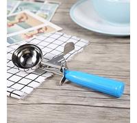 Stainless Steel Ice Cream Scoop, Non Stick Durable Ergonomic Squeeze Trigger Food Fruit Scoop with Non Slip Handle for Ice Cream Melon Cookie Dough Meatballs(Blue 5.7CM)