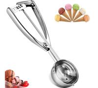 Stainless Steel Ice Cream Scoop with Trigger, 6.3cm Large Cookie Scoop for Ice Cream, Cookie Dough, Melon Baller, Potato Scoop for Meatballs, Mashed Potatoes, and Muffins - 304 Stainless Steel