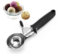 Stainless Steel Ice Cream Scoop with Trigger - Melon Baller & Mashed Potato Scoop for Ice Cream, Fruits, Cookies (Black)