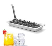 Stainless Steel Ice Cube Tray, 18 Ice Compartments with Lever Insert, Metal Ice Cube Trays, Quick Freezing, Removable for Cold Drinks, Coffee, Cola