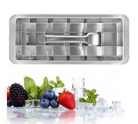 Stainless Steel Ice Cube Tray, 18 Slot Removable Ice Cube Maker with Easy Release Handle, Detachable Freezer Tray Square Mold for Various Frozen Foods in Parties, Dormitories, Private Apartments