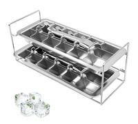 Stainless Steel Ice Cube Tray 36 Slot 2Tier Removable Ice Cube Maker with Easy Release Handle Reusable Detachable Soup Freezer Tray Metal Freezer Moulds for Cocktail Whiskey and Frozen Foods