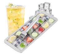 Stainless Steel Ice Cube Trays for Freezer, 18 Slot Metal Ice Cubes Tray with Lever, Vintage Inspired Icecube Moulds Detachable Soup Freezer Tray for Making Various Frozen Foods(no Clamp)