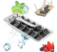 Stainless Steel Ice Cube Trays Ice Cube Maker 18 Cavity Metal Ice Cube Tray with Removable Slots Ice Trays Easy Release Ice Cube Maker for Bars & Kitchens DIY Juice Cube, Popsicles