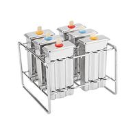 Stainless Steel Ice Popsicle Molds Kit, Ice Pop Mould Maker Tool Ice Cream Mould with Stainless Steel Stick Holder Base Lolly Maker Set Ice Pop for DIY (Flat Head Double Groove)