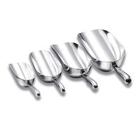 Stainless Steel Ice Scoop Multipurpose Metal Scoops for Dry Goods Sturdy Kitchen Scoops Different Sizes Flour Scoop Popcorn Scoop Measuring Pet Food Scoop for Candy Dessert Bean (4, 6x12x24x38 oz)