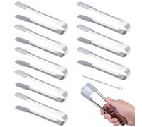 Stainless Steel Ice Tongs, 8 PCS Serving Tongs, 5.1 Inch Kitchen Tongs with Cleaning Brush for Serving Food Ice Cubes Sweet Sugar Cubes Buffet Tea Party Coffee Bar (Silver)