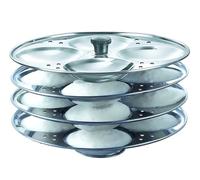 Stainless Steel Idli Stand Maker 3,4,5 Plates Rack Dhokla and Patra Tray Plates Sancha Pot For Pressure Cooker Silver (Silver 4 Tier Tray)