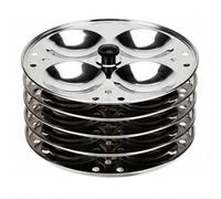 Stainless Steel Idli Stand Plates Maker Steamer Rack for South Indian Idlis Rice Cake Idli Preparation Food Grade Stainless Steel Multi Tier Idli Plate Set (5 Tier - 20 Idli's)