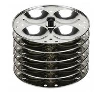 Stainless Steel Idli Stand Plates Maker Steamer Rack for South Indian Idlis Rice Cake Idli Preparation Food Grade Stainless Steel Multi Tier Idli Plate Set (6 Tier - 24 Idli's)