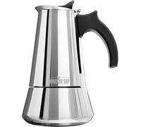The London Sip Stainless Steel Induction Stovetop Espresso Maker - Make Cafe Quality Italian Style Coffee at Home with This Premium Moka Pot in Modern Chrome Company. (Silver, 6 Cup)