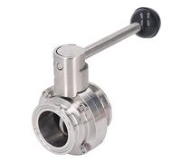 Stainless Steel Industrial Sanitary Butterfly Valve with Silicone Gasket Tri Clamp Connection for Food Beverage Processing Quick Installation Flow Control Device (51mm / 2in Pipe OD)