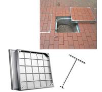 Stainless Steel Inground Drain Cover - Invisible Square Access Lid for Driveways Patios & Walkways - Sewer Grate & Slish Solut