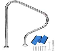 Stainless Steel Inground Pool Stair Rail with Quick Mount Base Plate, 1.0mm Thick, Safe & Durable, Easy Access for Swimming Pool