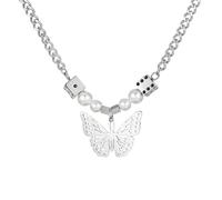 Stainless Steel Insect Butterfly Disc Long Chain Hip Hop Pendant Necklace Jewelry Gift For Him