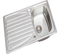 Stainless Steel Inset Kitchen Sink Single 1 Bowl Reversible Drainer Free Waste