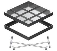 Stainless Steel Inspection Chamber Cover with Lifting Hooks - Square Manhole Lid for Outdoor Driveway Park Drainage and Heavy-Duty Use