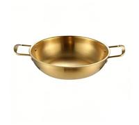 Stainless Steel Instant Noodle Pot, Single Person Small Hot Pot with Double Ears, Flat Bottom Dry Pot for Seafood Soup, Household Gas Stove Compatible(Yellow18CM)