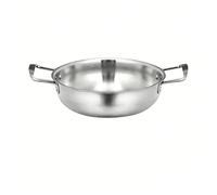 Stainless Steel Instant Noodle Pot, Single Person Small Hot Pot with Double Ears, Flat Bottom Dry Pot for Seafood Soup, Household Gas Stove Compatible(Silvery18CM)