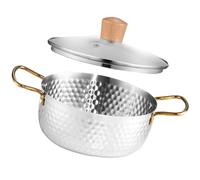 Stainless Steel Instant Noodles Pot with Lid, Dual Handle Kitchen Cooker