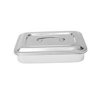 Stainless Steel Instrument Tray Organizer with Lid Handle Grip Dental Instruments Tray Holder