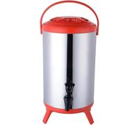 Stainless Steel Insulated Beveradispenser,Warm Beveradispensers,Insulated or Refrigerated Milk Tea Buckets with Taps of(Size:10L,Color:Red)