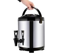 Stainless Steel Insulated Beverage Dispenser, 16L Hot Water Urn with Faucet, Double Wall Thermal Coffee Tea Barrel for Catering Office Party